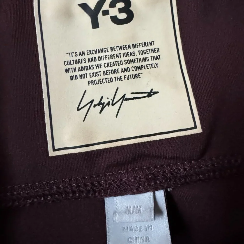 Y-3 Womens M Full Length Leggings Adidas Burgundy Wine Yohji Yamamoto Athletic - Picture 2 of 9